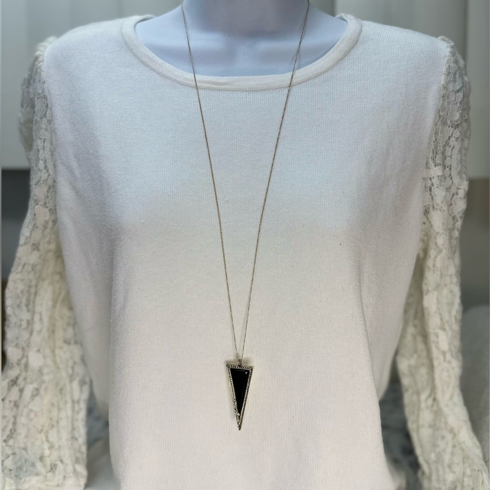 House of Harlow 1960 Black Triangle Pendant Gold Tone Necklace
